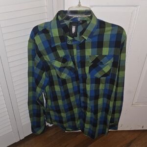 Current/Elliott Blue and Green Checkered Men's Shirt
